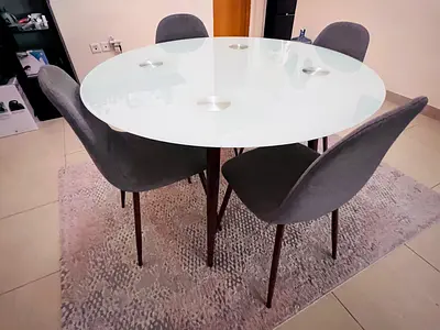 Home center Modern Glass Dining Table Set with 4 Chairs – Elegant  Stylish