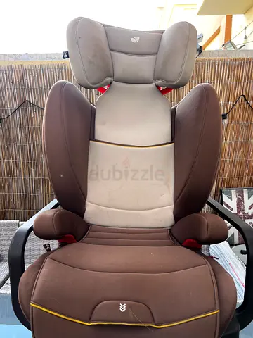 High-back booster car seat (toddler) - brown, good condition