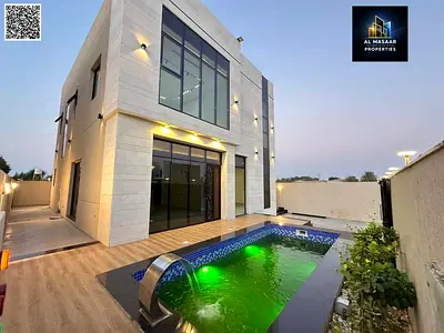 فيلا بمسبح داخلى شامل الرسوم بالقرب من المسجد. من أفخم الفلل في عجمان. بناء وتشطيب سوبر ديلوكس، مساحة بناء واسعة جدًا وغرف، تملك حر. للبيع، فيلا بموق