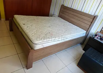 Stylish Wooden Bed with Mattress