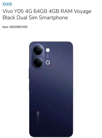 Vivo Y05 4G 64GB 4GB RAM Voyage Black Dual Sim Smartphone