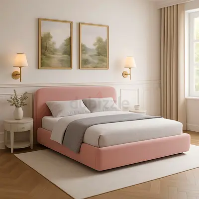 My Pink Upholstered Platform Bed