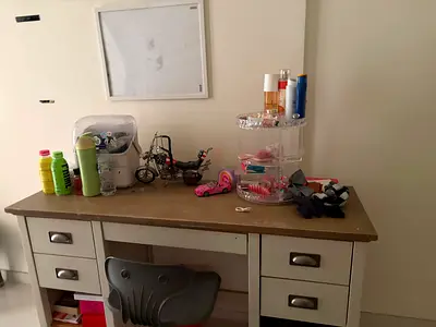 Wooden Study Desk with 4 Drawers — Compact Computer Table