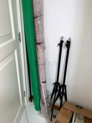 Studio backdrop stands with green screen and wooden wall printed backdrops 2 meters width