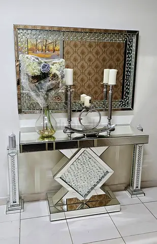 Mirrored Console Table with Matching Wall Mirror