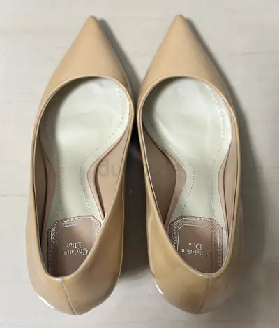Christian Dior nude patent pointed-toe heels