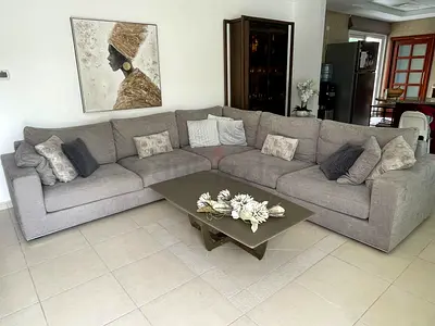 Spacious Grey L-Shaped Sectional Sofa