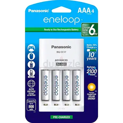 Panasonic Eneloop Advanced Battery Charger Pack with 4 AA Rechargeable Batteries Included