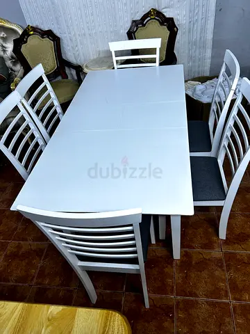 Elegant White Dining Table Set with Chairs