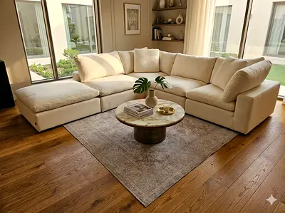 Marina home feather 🪶 filled modular sofa with footstool