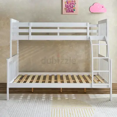 White Wooden Bunk Bed Solid Frame