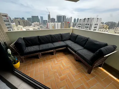 MUST GO: Large 5-Seat IKEA ÄPPLARÖ Corner Sofa + Black Cushions