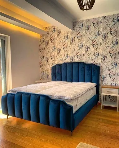 Elegant Queen size fully customisable bedframe with multiple options in soft Fabric