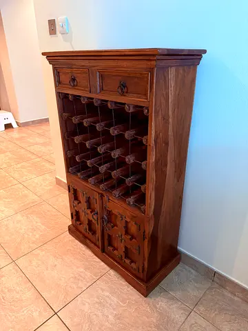 Solid Wooden Wine Rack Cabinet with Drawers