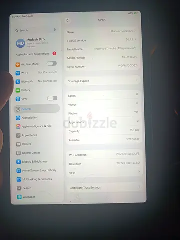 Apple ipad 4th generation 256 little broken downside its working perfect no issue its my garrentyI