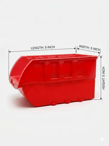 Red Plastic Stackable Parts Bin (9 x 5 x 5 in)