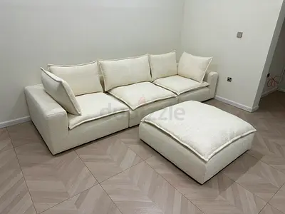 luscious cloud feather filled modular sofa with ottoman for sale