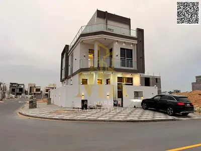 Corner villa, two floors, price includes registration and ownership fees, in one of the most prestigious areas of Ajman. Freehold ownership for all na