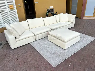 Marina home luscious feather filled sofa with ottoman Beige