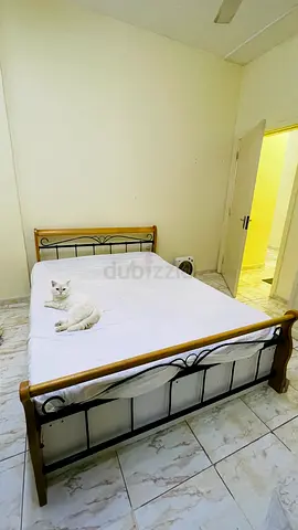 Double bed frame with mattress - wood  metal