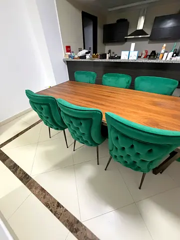 Modern Green Velvet Dining Set