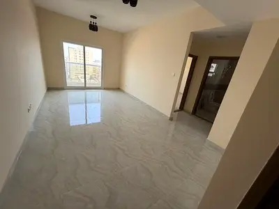 One bedroom and living room apartment in Al Jurf, Ajman. First occupancy. Central air conditioning. Free maintenance. Family accommodation only.