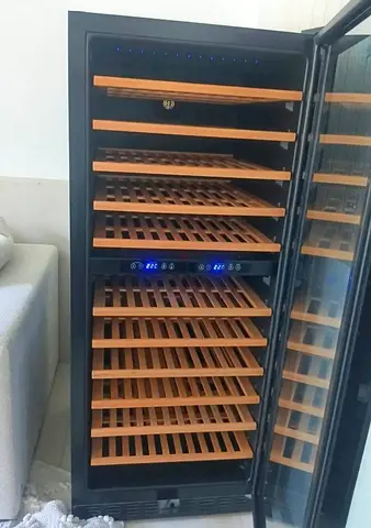 Terim Latest Model Large dual-zone freestanding wine cooler with wooden shelves