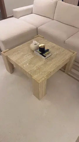 Light beige travertine square coffee table