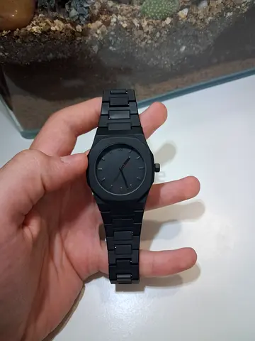 My black mens watch - matte metal bracelet, minimalist dial