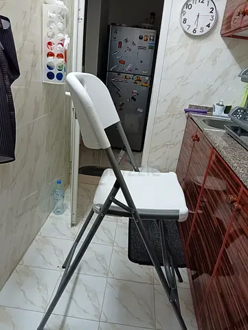 White Folding Padded Chair – Compact Kitchen Seat - High Chair