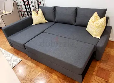 Ikea L Shape Sofa cum bed with big storage in L