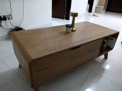 Wood-effect coffee table with drawer and open shelf — flawless condition