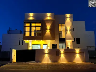 Luxury villa for sale in Al Bahia area, two floors, modern design and spacious areas, freehold ownership for all nationalities