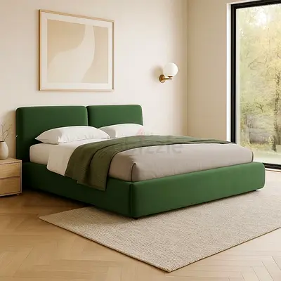 Green Upholstered Double Bed -