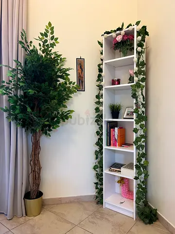 Slim White 5-Shelf Bookcase