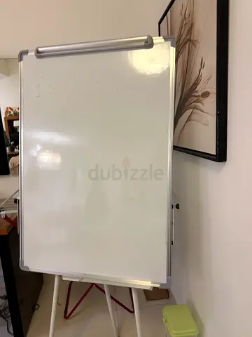 Large standing magnetic whiteboard with marker tray - used