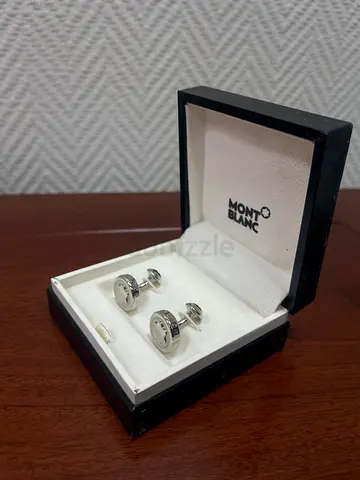 Montblanc round silver cufflinks with original box