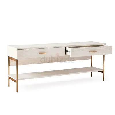 West Elm Light ash wood console table, Tv Unit - 2 drawers with lower shelf