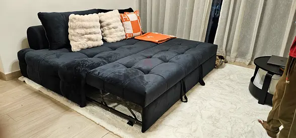 Charcoal grey pull-out sofa bed - good condition