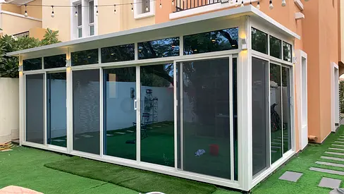Aluminum glass patio enclosure / sunroom with sliding doors