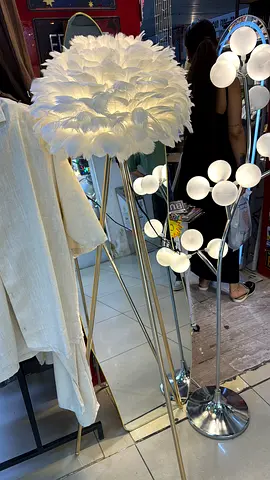 White Feather Floor Lamp with Tripod Base