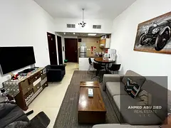 Furnished 1BR Hall in Al Nuaimiya 3 City Tower, 2 baths, balcony, equipped kitchen, central AC, delu