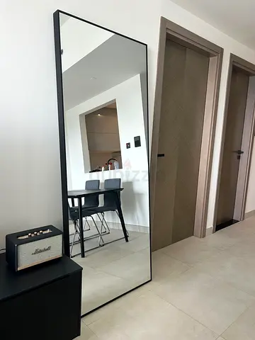 Large full-length black-framed leaning mirror HOVET 78x196 cm