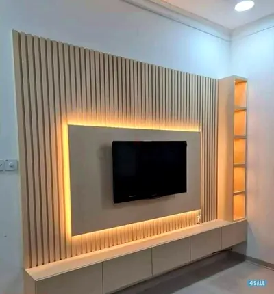 TV wall unit with LED backlight and storage