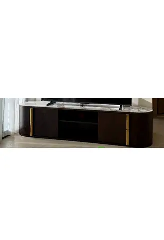 BRAND NEW Tv unit stand marble and walnut home centre