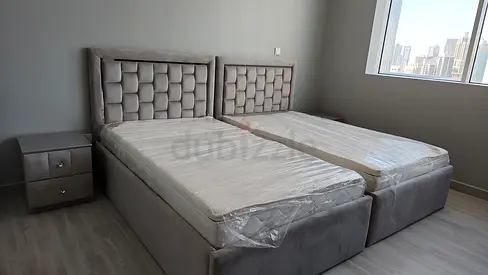 2 double beds 120x200cm + 2 mattresses + 2 side tables