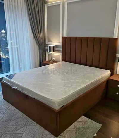 Brand New Brown double Queen Size bed frame with headboard and mattress