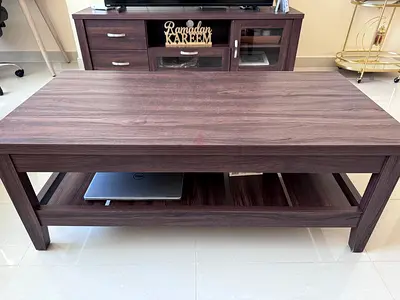 Rectangular Coffee Table and TV Table with Lower Shelf – Good Condition