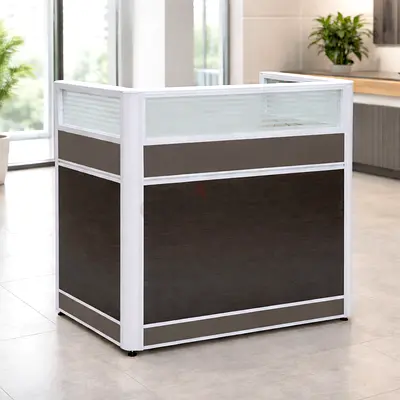 Modern Office Workstation Desk with Partition Panel – Wooden Office Table 100CM for Office Setup