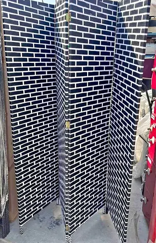 Stylish Foldable Room Divider with Brick Design